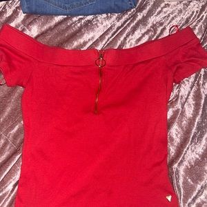 Off shoulder red top, GUESS, sized medium, like new